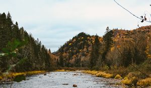 Preview wallpaper autumn, river, hills, forest