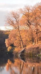 Preview wallpaper autumn, trees, reservoir