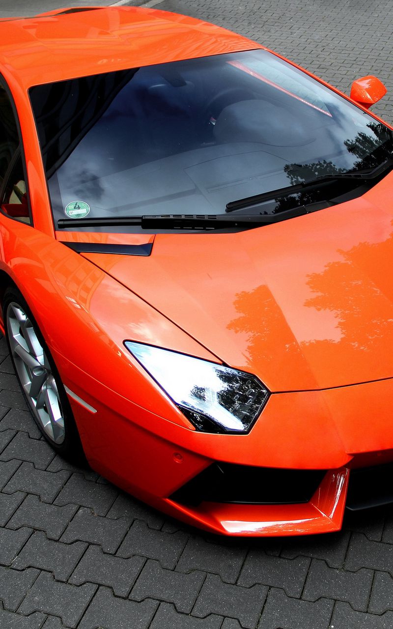 Download wallpaper 800x1280 aventador, supercar, lamborghini, orange