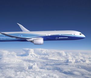 Preview wallpaper aviation, 787, dreamliner, boeing, sky, airplanes, clouds