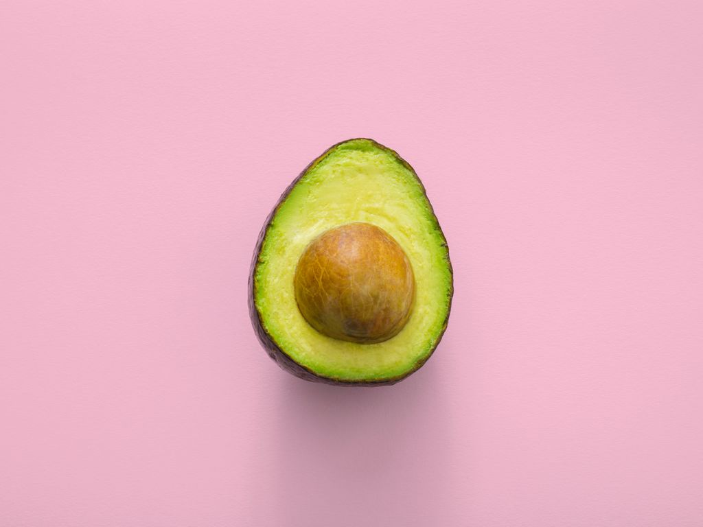 1024x768 Wallpaper avocado, minimalism, pink