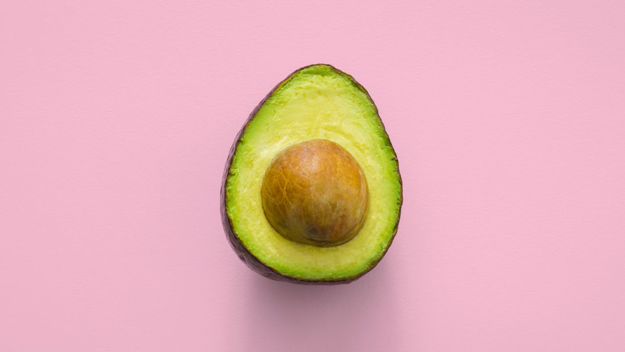 1280x720 Wallpaper avocado, minimalism, pink