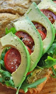 Preview wallpaper avocado sandwich, meat, vegetables