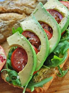 Preview wallpaper avocado sandwich, meat, vegetables