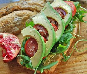 Preview wallpaper avocado sandwich, meat, vegetables