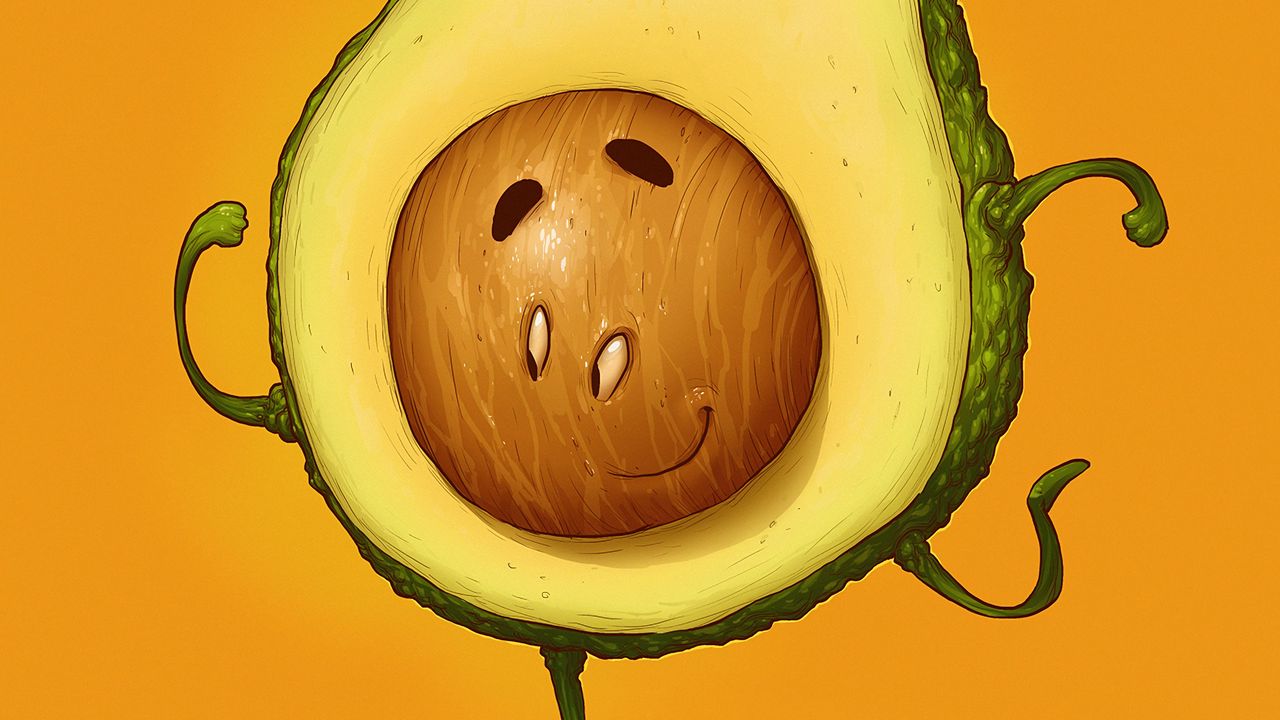 Wallpaper avocado, smile, smiley, funny, art