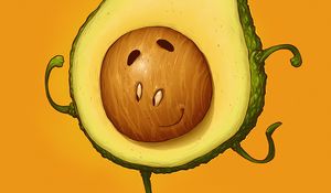 Preview wallpaper avocado, smile, smiley, funny, art