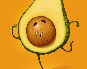 Preview wallpaper avocado, smile, smiley, funny, art