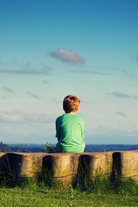 Preview wallpaper baby, boy, hill, nature, sky, solitude