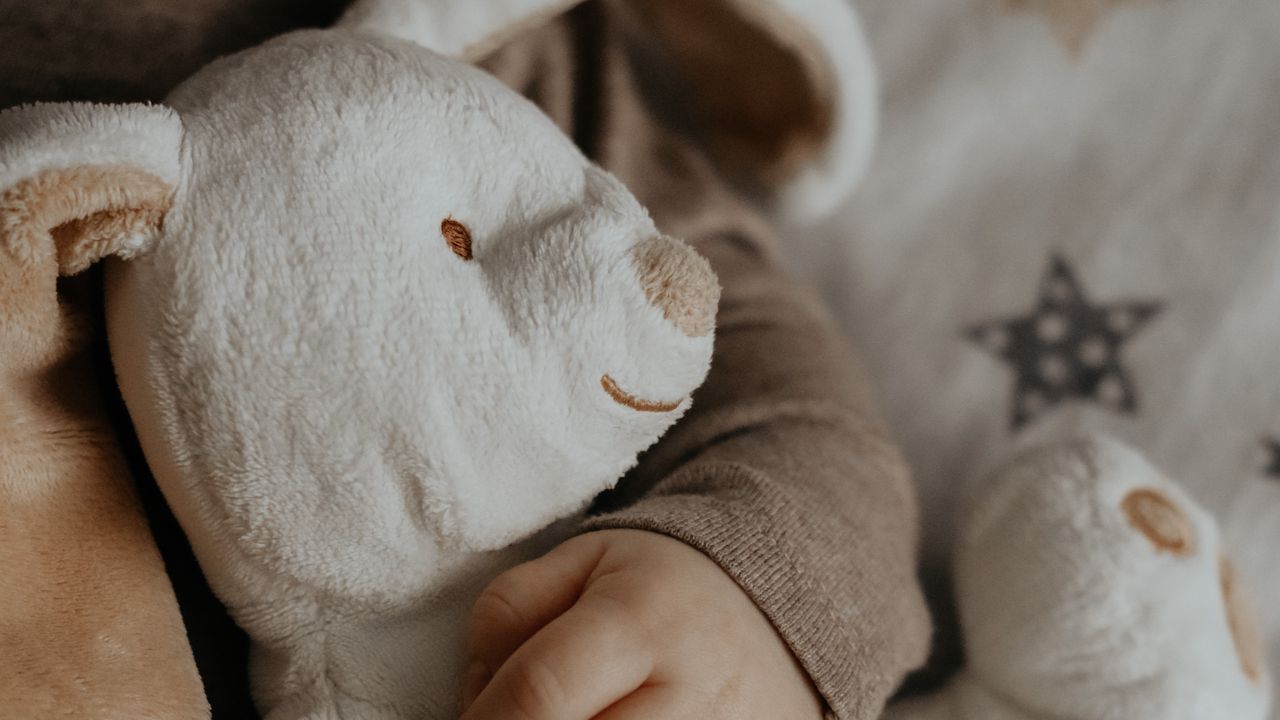 Wallpaper baby, hand, toy, rabbit