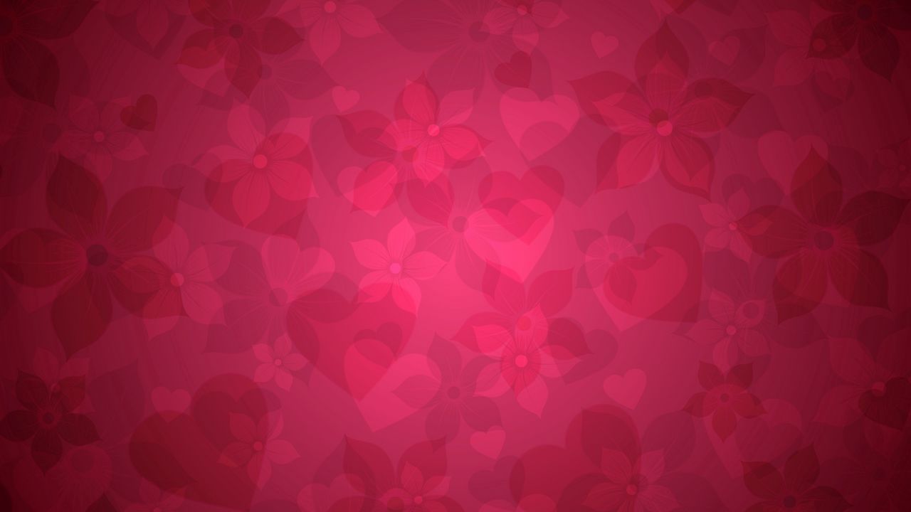 Wallpaper background, hearts, flowers, graphic, vivid