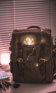 Preview wallpaper backpack, garland, light, glow