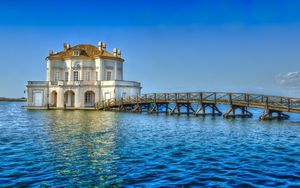 Preview wallpaper bacoli, italy, sea, bridge, building