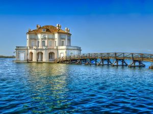 Preview wallpaper bacoli, italy, sea, bridge, building