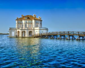 Preview wallpaper bacoli, italy, sea, bridge, building