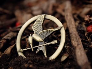 Preview wallpaper badge, brooch, earth, bird