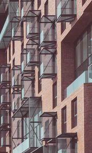 Preview wallpaper balconies, building, facade, bricks, architecture