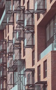 Preview wallpaper balconies, building, facade, bricks, architecture