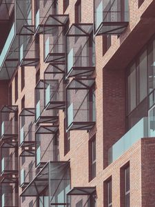 Preview wallpaper balconies, building, facade, bricks, architecture