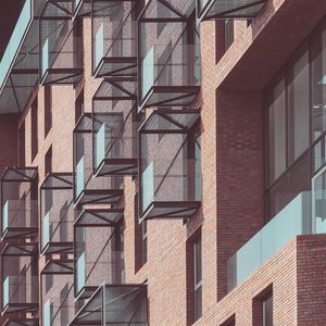 Preview wallpaper balconies, building, facade, bricks, architecture