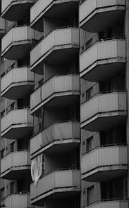 Preview wallpaper balconies, building, house, black and white