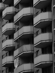 Preview wallpaper balconies, building, house, black and white