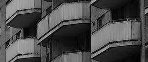 Preview wallpaper balconies, building, house, black and white