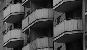 Preview wallpaper balconies, building, house, black and white