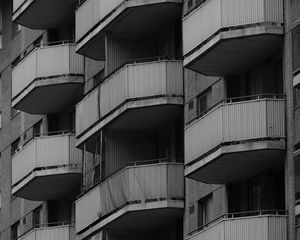 Preview wallpaper balconies, building, house, black and white