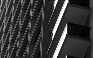 Preview wallpaper balconies, edges, facade, building, black and white