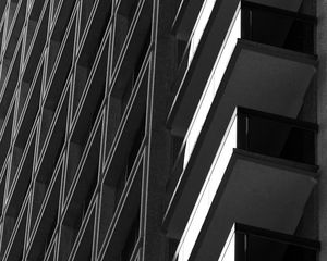 Preview wallpaper balconies, edges, facade, building, black and white