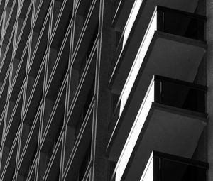 Preview wallpaper balconies, edges, facade, building, black and white