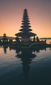 Preview wallpaper bali, temple, tower, water