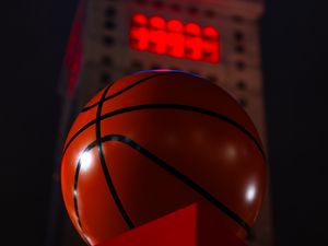 Preview wallpaper ball, basketball, sports, basketball ball, building