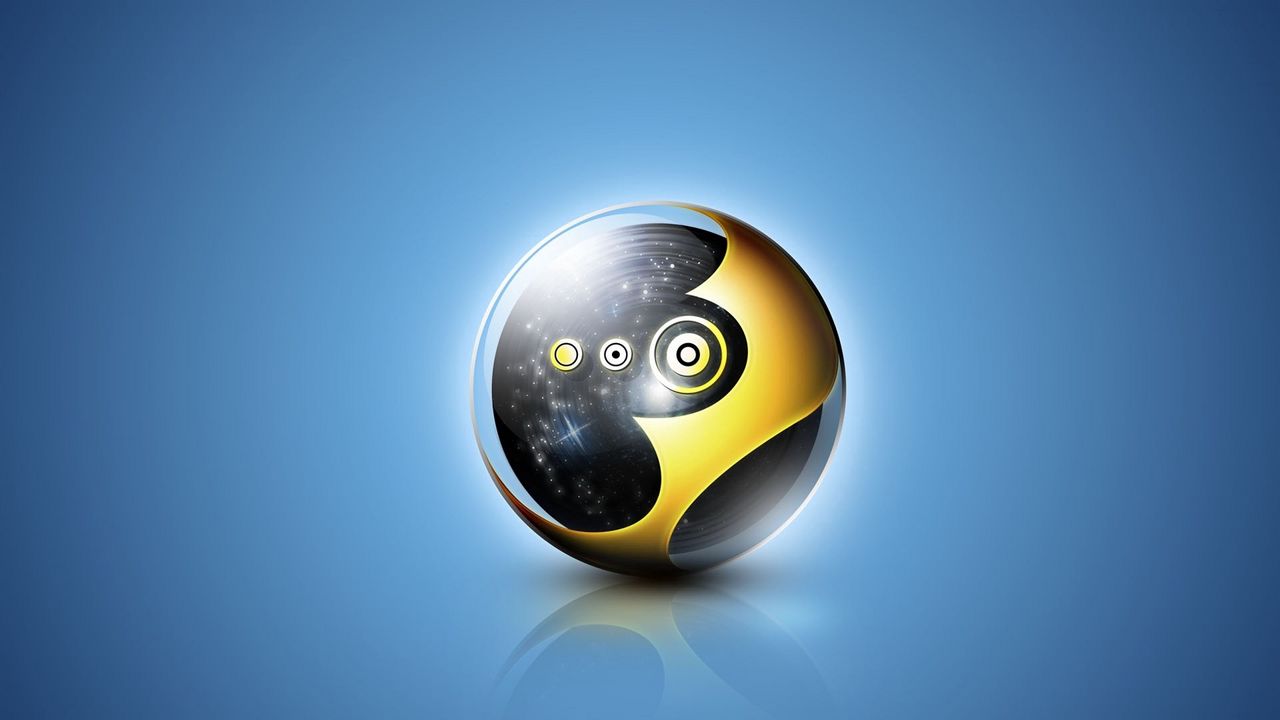 Wallpaper ball, black, yellow, blue