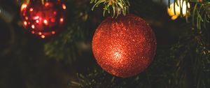 Preview wallpaper ball, christmas decoration, christmas tree, red, sequins, christmas, new year