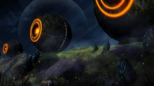 Preview wallpaper ball, circles, glow, art