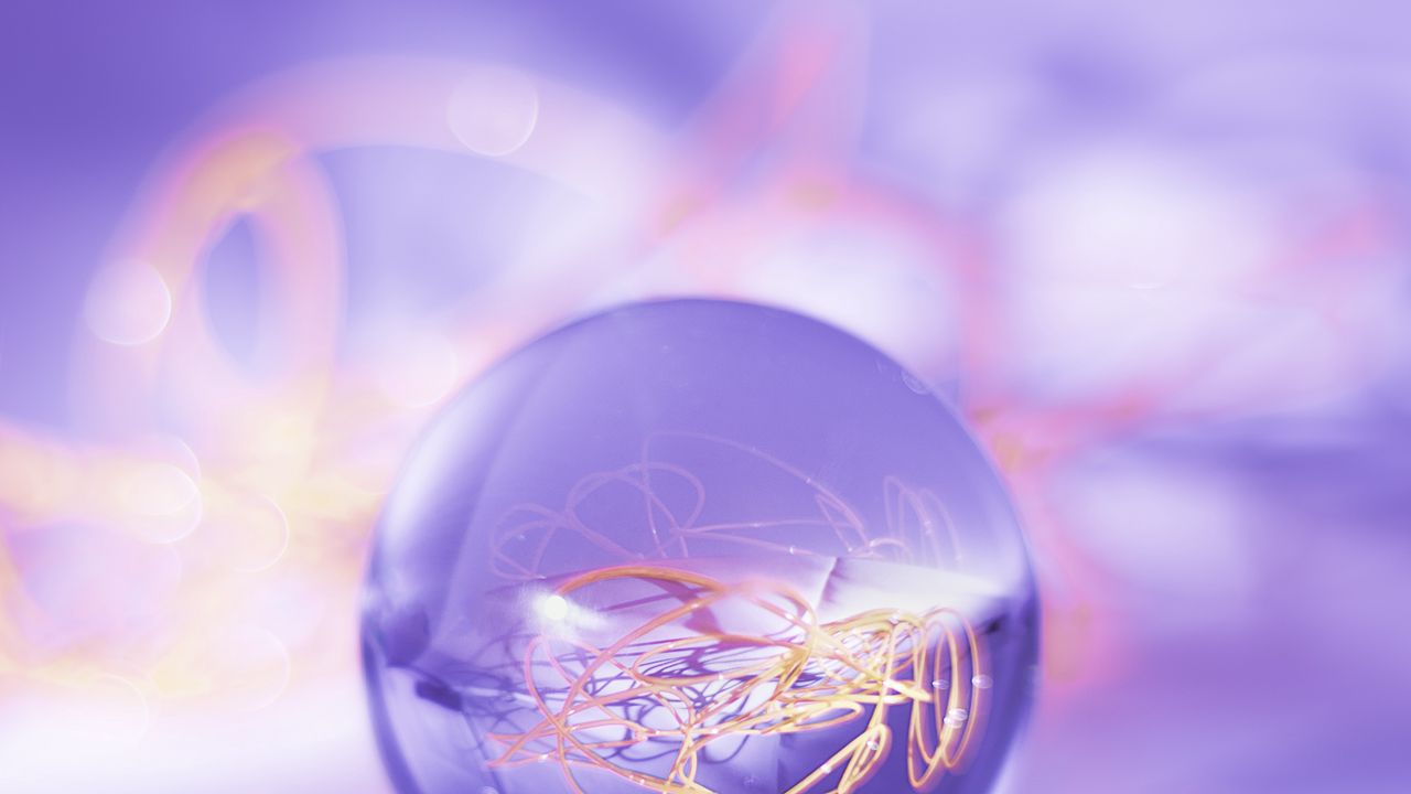 Wallpaper ball, crystal, macro, reflection, purple