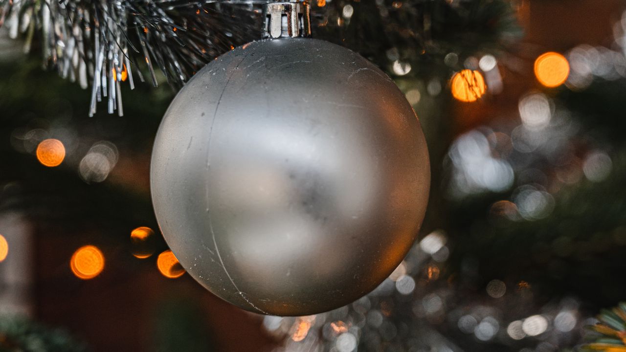 Wallpaper ball, decoration, gray, christmas tree, new year, christmas