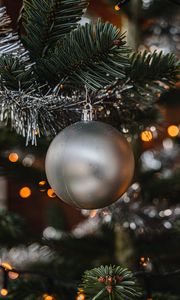 Preview wallpaper ball, decoration, gray, christmas tree, new year, christmas
