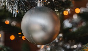 Preview wallpaper ball, decoration, gray, christmas tree, new year, christmas