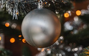 Preview wallpaper ball, decoration, gray, christmas tree, new year, christmas