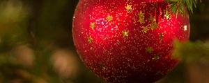 Preview wallpaper ball, decoration, red, tree, christmas, new year