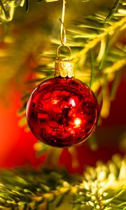 Preview wallpaper ball, decoration, red, christmas tree, new year, christmas