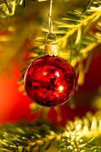 Preview wallpaper ball, decoration, red, christmas tree, new year, christmas