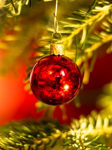 Preview wallpaper ball, decoration, red, christmas tree, new year, christmas