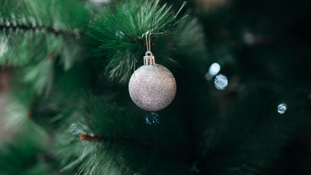 Wallpaper ball, decoration, silver, christmas tree, new year, christmas