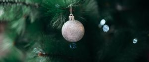 Preview wallpaper ball, decoration, silver, christmas tree, new year, christmas