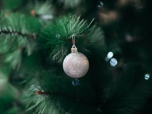 Preview wallpaper ball, decoration, silver, christmas tree, new year, christmas