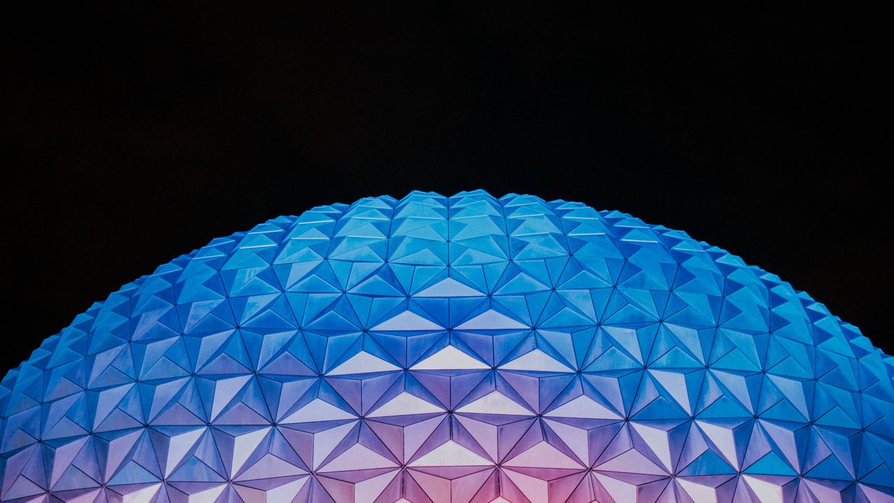 Wallpaper ball, dome, relief, surface, backlight, polygonal, geometric